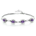 thumbnail image 1 of Gem Stone King 3.80 Ct Oval Purple Amethyst Gemstone Birthstone 925 Sterling Silver Bracelet for Women 7+1 inches Extender, 1 of 5
