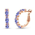 thumbnail image 1 of Gem Stone King 3.84 Ct Oval Blue Tanzanite 18K Rose Gold Plated Silver Hoop Earrings, 1 of 4