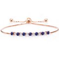 thumbnail image 1 of Gem Stone King 3.86 Ct Round Blue Created Sapphire 18K Rose Gold Plated Silver Adjustable Tennis Bracelet for Women up to 9 inch, 1 of 4