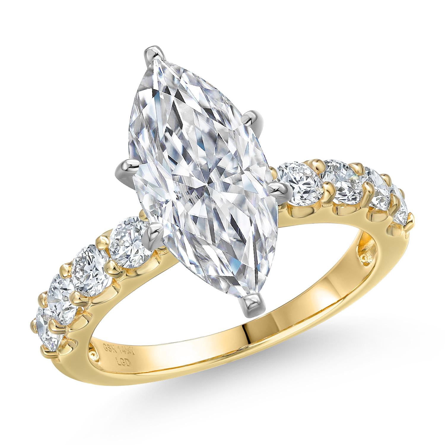 Gem Stone King 3.88 Cttw IGI Certified Lab Grown Diamond in 14K Two ...