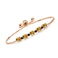 thumbnail image 1 of Gem Stone King 3.89 Ct Round Yellow Citrine Black Diamond 18K Rose Gold Plated Silver Tennis Bracelet for Women, 1 of 3