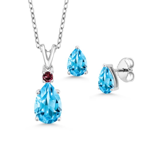 Gem Stone King 3.90 Ct Swiss Blue Topaz 925 Sterling Silver Pendant and