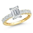 thumbnail image 1 of Gem Stone King 3.96 Cttw IGI Certified Lab Grown Diamond in 14K Two-Tone Gold Engagement Ring for Women | Emerald Cut Center Diamond 3.00 Ct | E-F Color | VS1-VS2 Clarity | Size 6, 1 of 6
