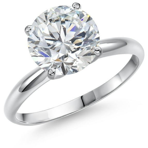 Gem Stone King 3 Ct Round Cut 14K White Gold IGI Certified Lab Grown Diamond Solitaire Engagement Ring for Women | E-F Color | VS1-VS2 Clarity | Available in Size 5, 6, 7, 8, 9