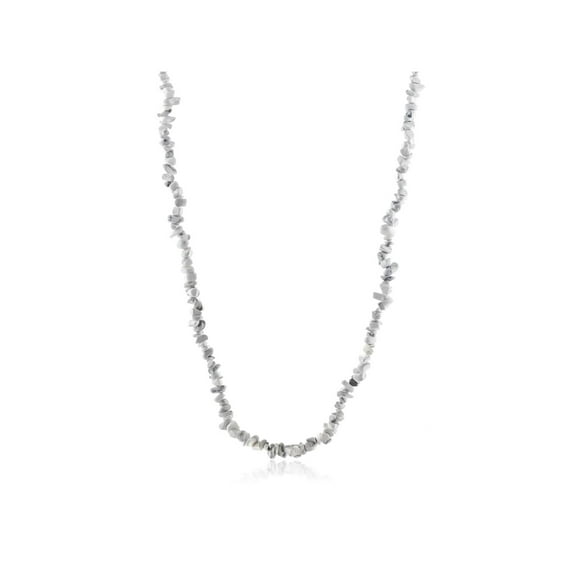 Gem Stone King 34 inch White Simulated Howlite Simulated Gemstone Beads Chip Necklace 395.00 Carat