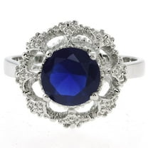 Gem Stone King 4.00 Ct Blue Simulated Sapphire 925 Sterling Silver Ring (Size 6)