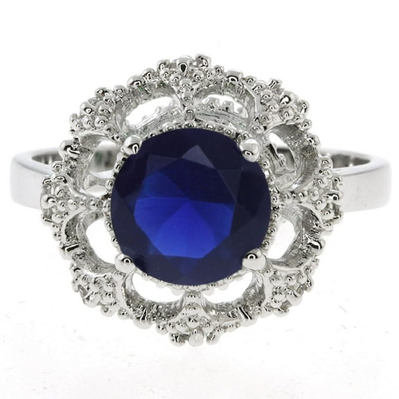 Gem Stone King 4.00 Ct Blue Simulated Sapphire 925 Sterling Silver Ring (Size 6)