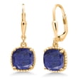 thumbnail image 1 of Gem Stone King 4.00 Ct Cushion Blue Lapis 18K Yellow Gold Plated Silver Earrings, 1 of 4