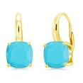 thumbnail image 1 of Gem Stone King 4.00 Ct Cushion Green Turquoise 18K Yellow Gold Plated Silver Earrings, 1 of 4