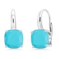 thumbnail image 1 of Gem Stone King 4.00 Ct Cushion Green Turquoise 925 Sterling Silver Earrings, 1 of 4