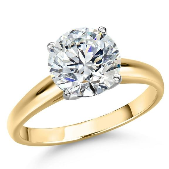 Gem Stone King 4.00 Ct IGI Certified Lab Grown Diamond Solitaire Engagement Ring for Women in 14K Gold Ring | Round Cut | E-F Color | VS1-VS2 Clarity | Size 7