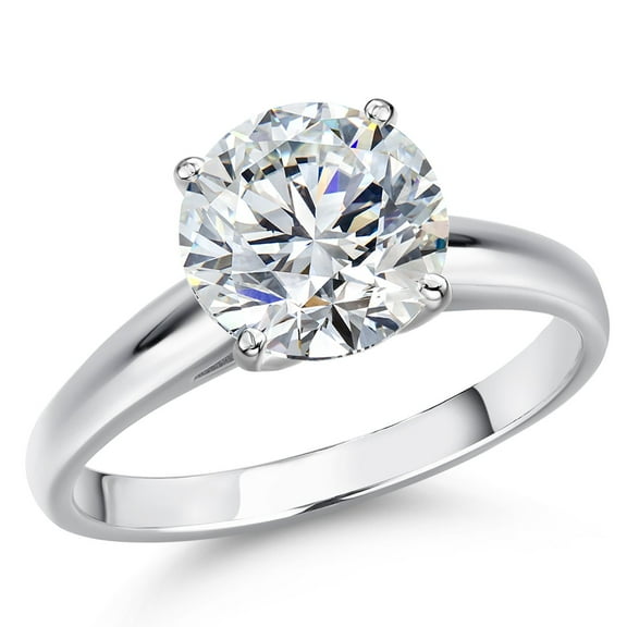 Gem Stone King 4.00 Ct IGI Certified Lab Grown Diamond Solitaire Engagement Ring for Women in 14K White Gold Ring | Round Cut | E-F Color | VS1-VS2 Clarity | Size 6
