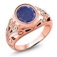 thumbnail image 1 of Gem Stone King 4.00 Ct Oval Blue Lapis 18K Rose Gold Plated Silver Dad Father's Day Gift Men'sRing, 1 of 5