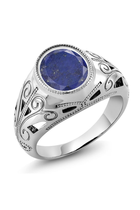 4.00 Ct Oval Blue Lapis 925 Sterling Silver Dad Father's Day Gift Men'sRing
