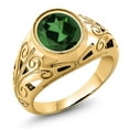 thumbnail image 1 of Gem Stone King 4.00 Ct Oval Green Mystic Quartz 18K Yellow Gold Plated Silver Men's Ring, 1 of 5