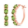 thumbnail image 1 of Gem Stone King 4.00 Ct Oval Green Peridot 18K Rose Gold Plated Silver Earrings, 1 of 4
