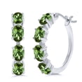thumbnail image 1 of Gem Stone King 4.00 Ct Oval Green Tourmaline 925 Sterling Silver Earrings, 1 of 4