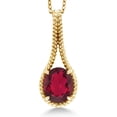 thumbnail image 1 of Gem Stone King 4.00 Ct Oval Red Mystic Quartz 18K Yellow Gold Plated Silver Pendant with Chain, 1 of 6