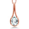 thumbnail image 1 of Gem Stone King 4.00 Ct Oval Sky Blue Simulated Aquamarine 18K Rose Gold Plated Silver Pendant with Chain, 1 of 6