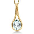 thumbnail image 1 of Gem Stone King 4.00 Ct Oval Sky Blue Simulated Aquamarine 18K Yellow Gold Plated Silver Pendant with Chain, 1 of 6