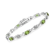 Gem Stone King 4.00 Cttw Green Peridot Tennis Bracelet for Women in 925 Sterling Silver | Gemstone August Birthstone | Oval 6X4MM | 7 inch