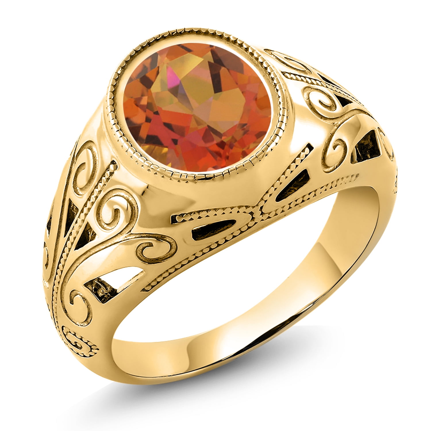 Gem Stone King Cttw Twilight Orange Mystic Quartz 18K Yellow