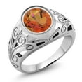 thumbnail image 1 of Gem Stone King 4.00 Cttw Twilight Orange Mystic Quartz 925 Sterling Silver Ring for Men | Gemstone Birthstone | Oval  12X10MM | Available in Size 7, 8, 9, 10, 11, 12, 13, 1 of 5