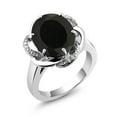 thumbnail image 1 of Gem Stone King 4.07 Cttw Black Onyx Engagement Ring for Women | 925 Sterling Silver | Gemstone December Birthstone | Oval 12X10MM | Available in Size 5,6,7,8,9, 1 of 6