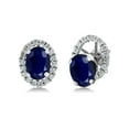 thumbnail image 1 of Gem Stone King 4.10 Ct Oval Blue Sapphire 925 Sterling Silver Stud Earrings with Removable Jackets, 1 of 3