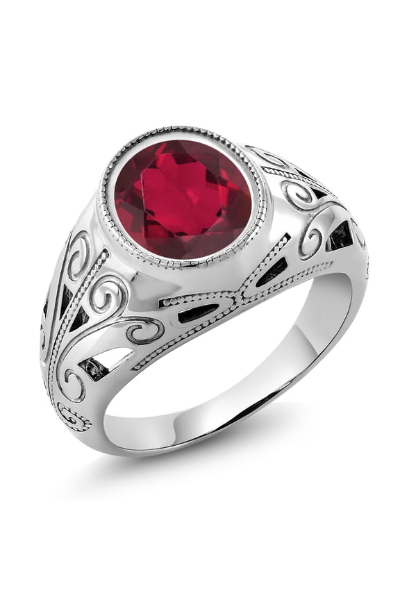 4.15 Ct Oval Red Mystic Quartz 925 Sterling Silver Men's Ring
