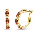 thumbnail image 1 of Gem Stone King 4.18 Ct Oval Ecstasy Mystic Topaz 18K Yellow Gold Plated Silver Hoop Earrings, 1 of 4