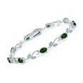 thumbnail image 1 of Gem Stone King 4.18 Ct Oval Green Chrome Diopside White Diamond 925 Sterling Silver Tennis Bracelet for Women, 1 of 5