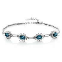 Gem Stone King 4.20 Cttw Oval London Blue Topaz 925 Sterling Silver Bracelet for Women 7 1 inches Extender