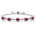 thumbnail image 1 of Gem Stone King 925 Sterling Silver Red Created Ruby and Lab Grown Diamond Bracelet for Women | 4.65 Cttw | Gemstone July Birthstone | Oval 7X5MM | Fully Adjustable 9 inch, 1 of 6