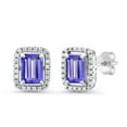 thumbnail image 1 of Gem Stone King 4.28 Ct Emerald Cut Blue Tanzanite 925 Sterling Silver Earrings, 1 of 4