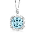 thumbnail image 1 of Gem Stone King 4.39 Ct Cushion Sky Blue Topaz 925 Sterling Silver Pendant, 1 of 4