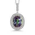 thumbnail image 1 of Gem Stone King 4.41 Ct Oval Green Mystic Quartz 925 Sterling Silver Pendant, 1 of 6