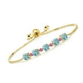 thumbnail image 1 of Gem Stone King 4.45 Ct Blue Zircon Pink Created Sapphire 18K Yellow Gold Plated Silver Bracelet for Women, 1 of 5