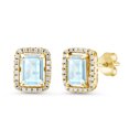 thumbnail image 1 of Gem Stone King 4.48 Ct Octagon Sky Blue Topaz 18K Yellow Gold Plated Silver Earrings, 1 of 4