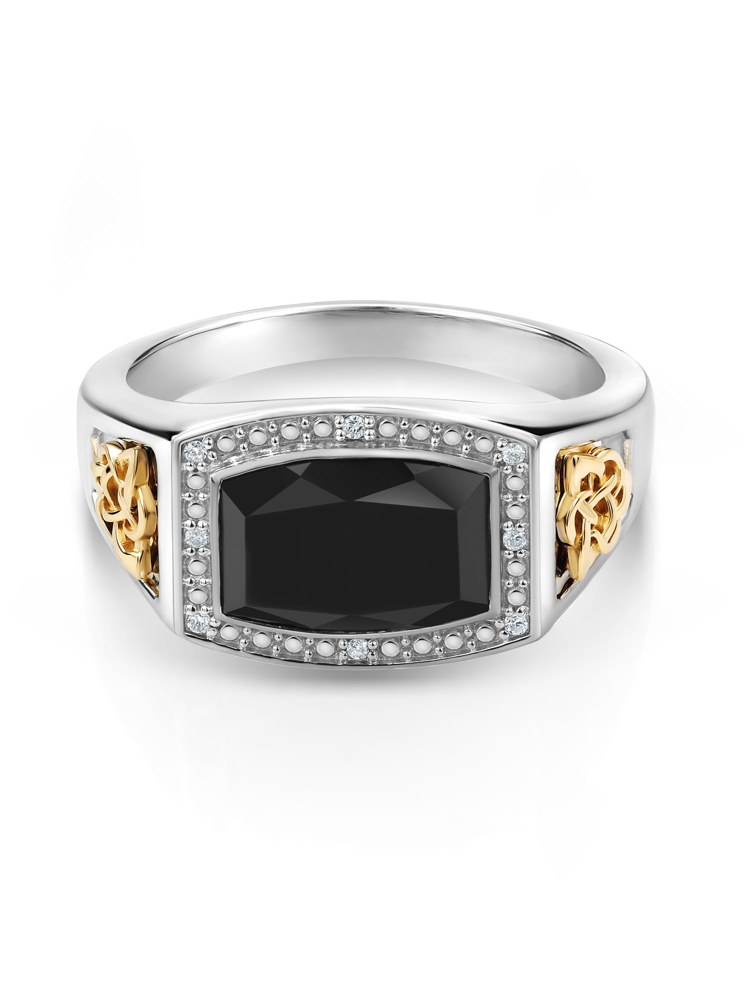 Gem Stone King 4.51 Cttw Black Onyx and White Lab Grown