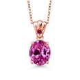 thumbnail image 1 of Gem Stone King 4.55 Ct Pink Created Sapphire Red Created Ruby 18K Rose Gold Plated Silver Pendant, 1 of 4