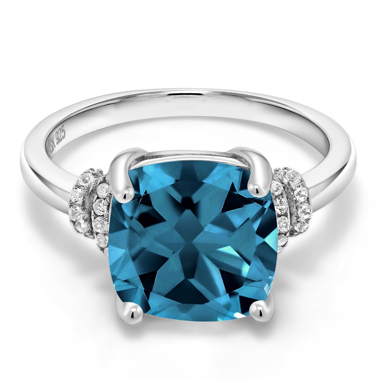 Gem Stone King 4.64 Cttw London Blue Topaz Engagement Ring for Women in ...