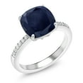 thumbnail image 1 of Gem Stone King 4.72 Ct Cushion Blue Sapphire 925 Sterling Silver Ring, 1 of 5