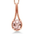 thumbnail image 1 of Gem Stone King 4.73 Ct Oval Peach Nano Morganite 18K Rose Gold Plated Silver Pendant with Chain, 1 of 6