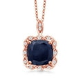thumbnail image 1 of Gem Stone King 4.74 Ct Cushion Blue Sapphire 18K Rose Gold Plated Silver Pendant with Chain, 1 of 4