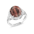 thumbnail image 1 of Gem Stone King 4.82 Ct Oval Red Tiger Eye 925 Sterling Silver Ring, 1 of 5