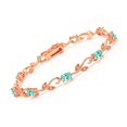 thumbnail image 1 of Gem Stone King 4.84 Ct Oval Blue Apatite White Diamond 18K Rose Gold Plated Silver Bracelet for Women, 1 of 5