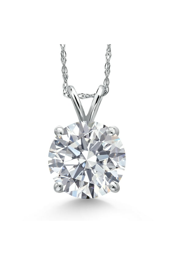 4 Ct Round Cut 14K White Gold IGI Certified Lab Grown Diamond Pendant Necklace | E-F Color | VS1-VS2 Clarity | Gold Necklace for Women | With 18 inch Gold Chain