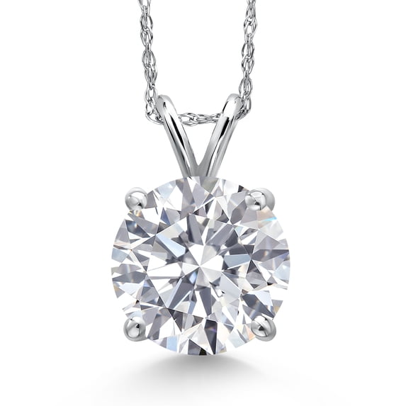 Gem Stone King 4 Ct Round Cut 14K White Gold IGI Certified Lab Grown Diamond Pendant Necklace | D-E Color | VS1-VS2 Clarity | Gold Necklace for Women | With 18 inch Gold Chain