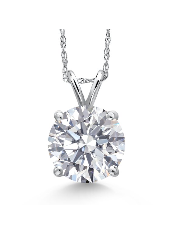 4 Ct Round Cut 14K White Gold IGI Certified Lab Grown Diamond Pendant Necklace | D-E Color | VS1-VS2 Clarity | Gold Necklace for Women | With 18 inch Gold Chain